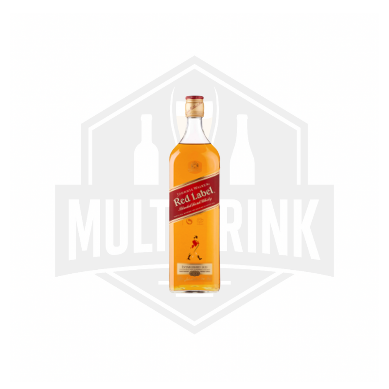 Fles Johnnie Walker Red Label Whisky 1 liter – pittige Schotse blended whisky met kruidige en rokerige tonen, ideaal om te mixen